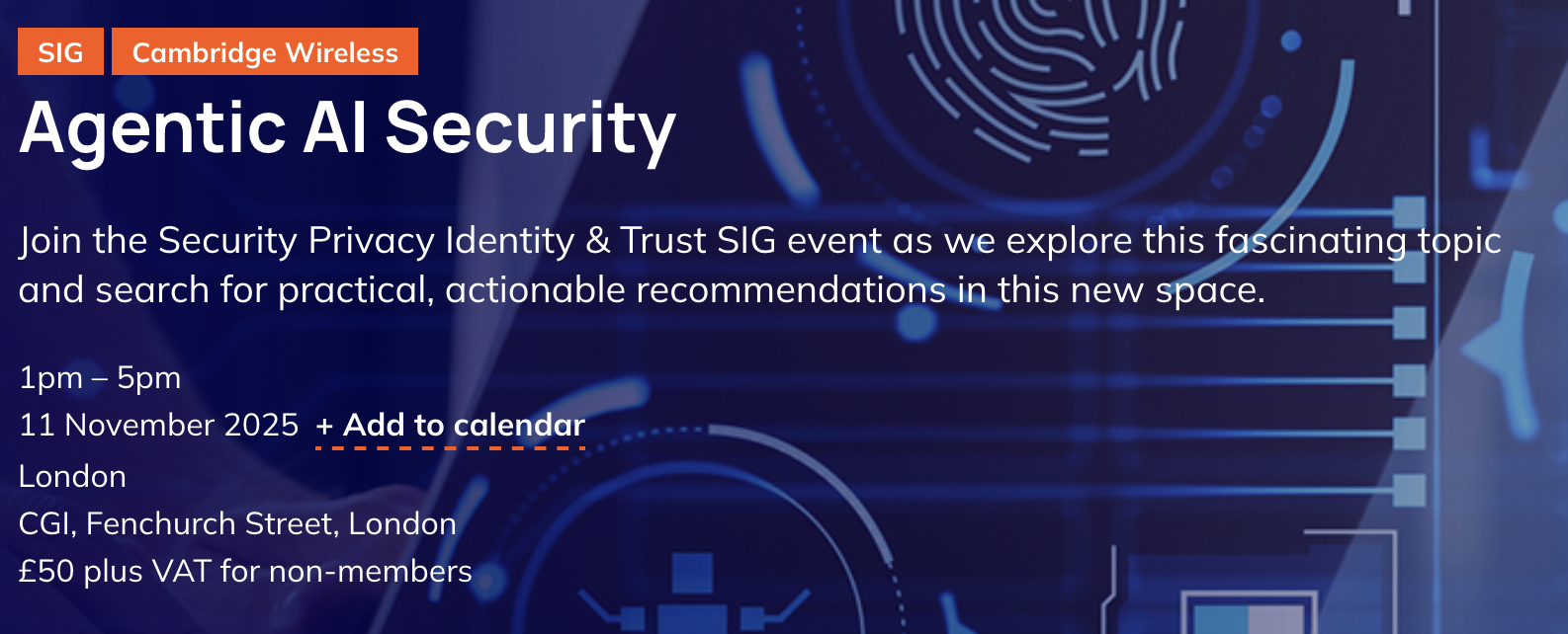 Agentic AI Security event banner by Cambridge Wireless